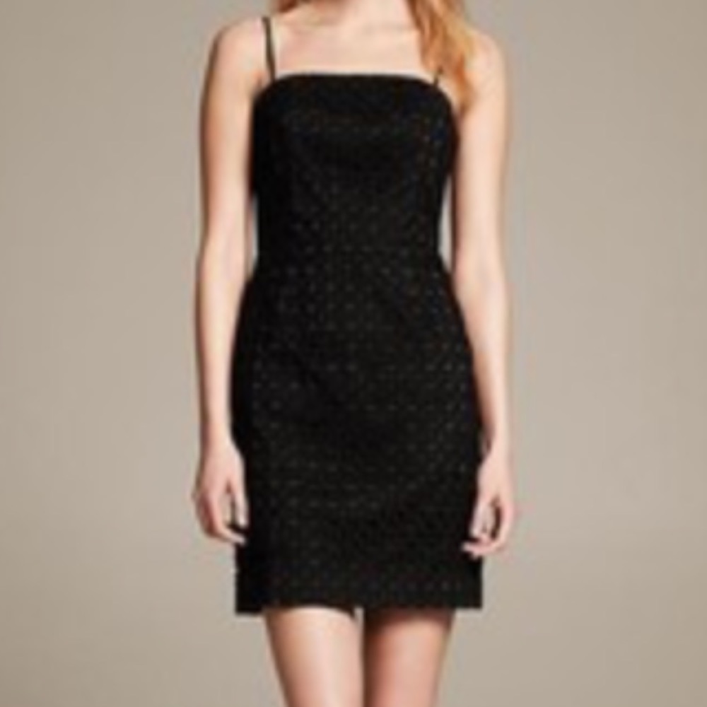 Banana Republic Petite Black Eyelet Dress